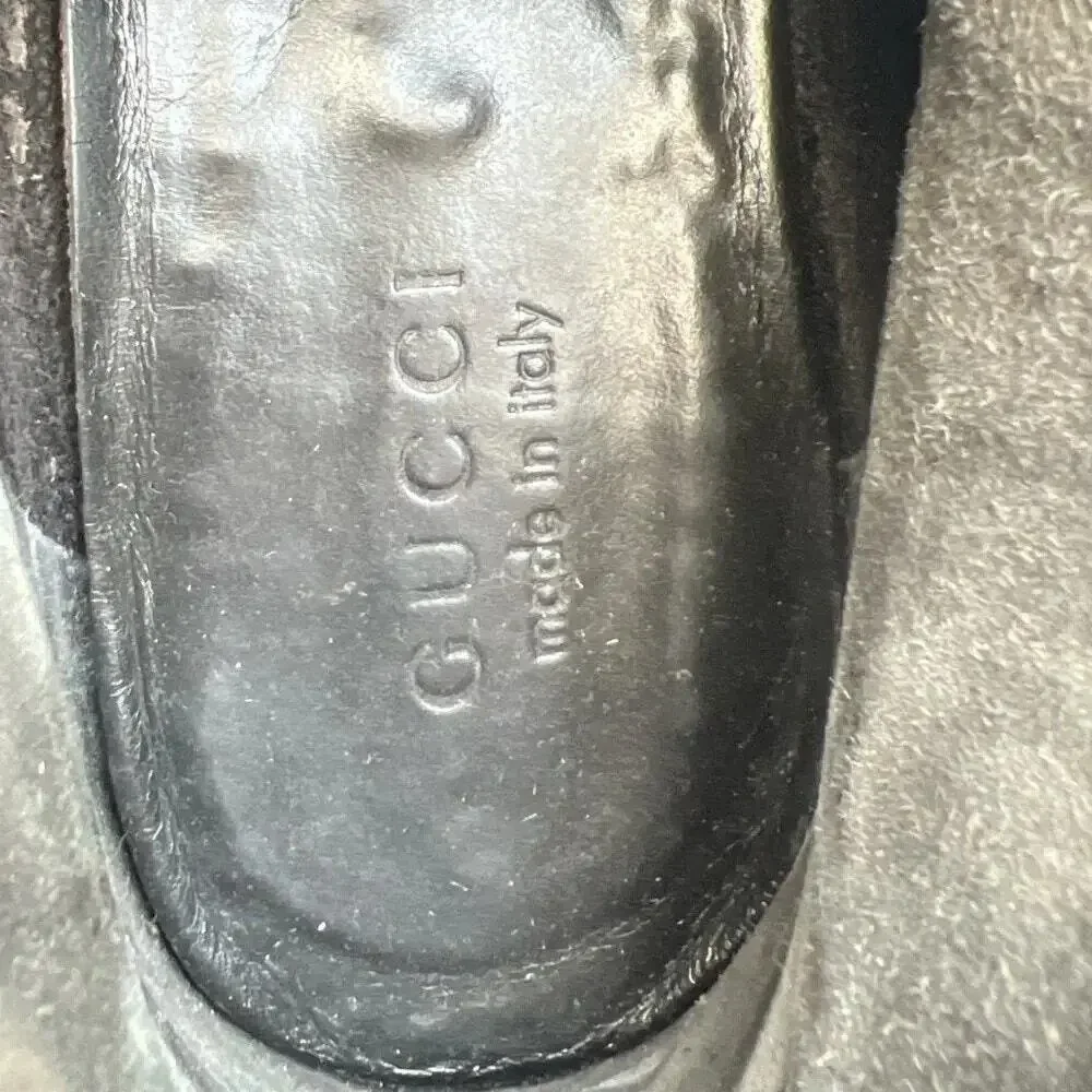 Vintage Gucci Men's Black Leather High Top Boat Shoes Moc Toe 41 Italy